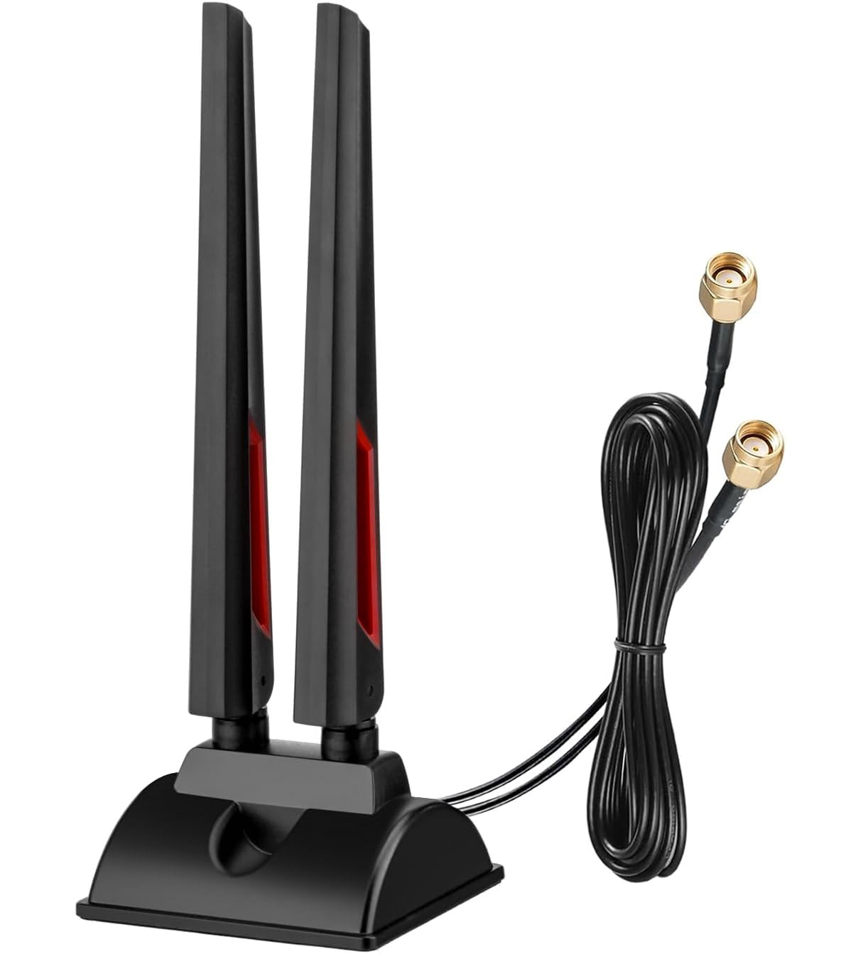 Antena WiFi 6E de 6 GHz 5 GHz 2.4 GHz para juegos con base magnética con cable de extensión de 6.5 pies para PC, computadora de escritorio, tarjeta PCIe WiFi 6E, enrutador