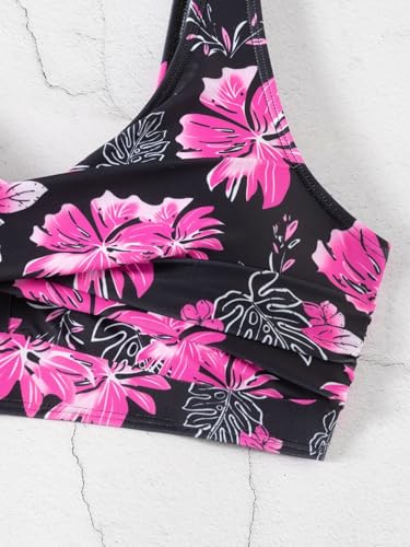 Image of Fanuerg Women's Twist Front Bikini Top V Neck Push Up Padded Swimsuit Top Bathing Suits