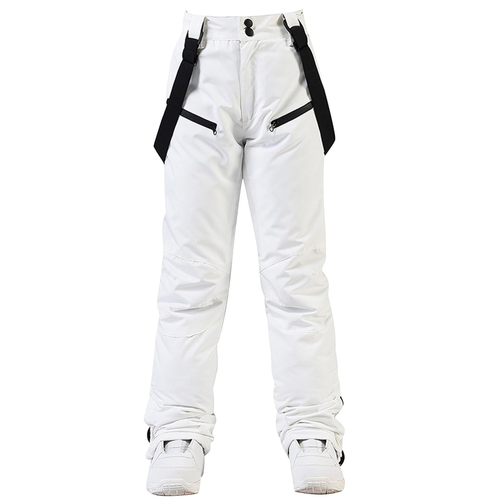 Leggings foderati da donna con bretelle isolanti tinta unita pantaloni tasca leggings per le donne UK