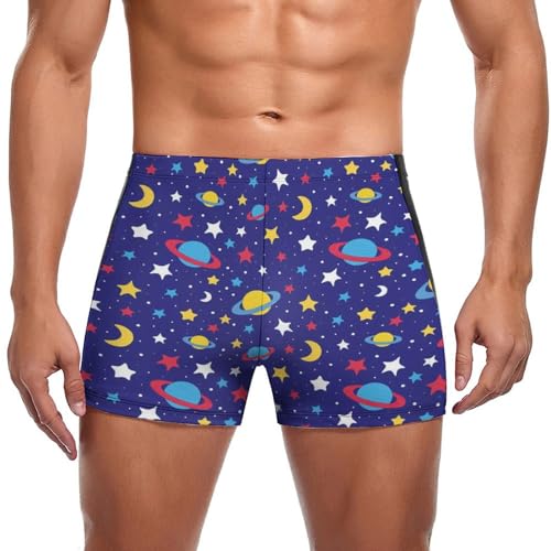 Swimming trunks homme boxer de bain imprimé lune et planètes