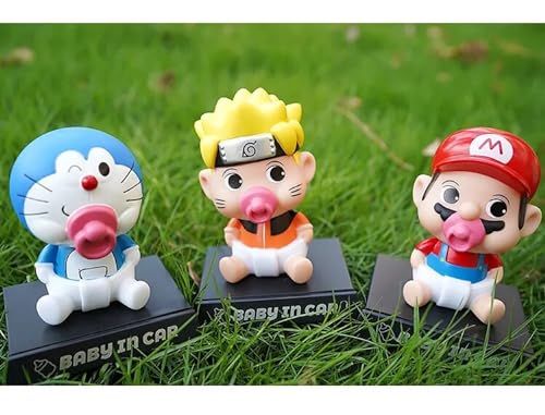 Image of Augen Plastic Super Hero Naruto Baby Action Figure Limited Edition Bobblehead with Mobile Holder for Car Dashboard, Office Desk & Study Table (Pack of 1)