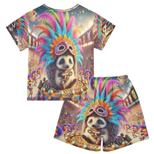 Purple Mardi Hedgehog Cute Pajama Set Short Sleeve Pajamas Shorts Sets Cotton Soft Loungewear Sleepwear 5Y2