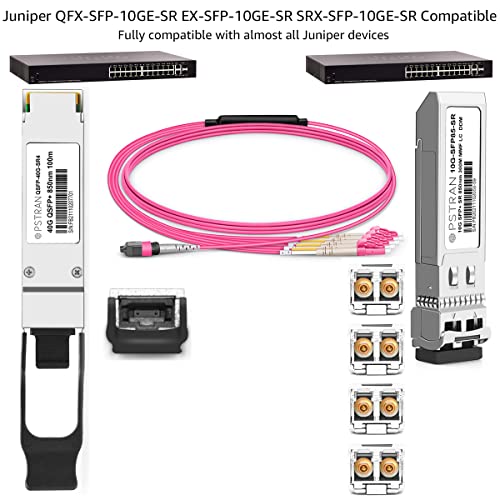 Image of 10GBASE-SR SFP+ Optical Transceiver Module Compatible with Juniper QFX-SFP-10GE-SR EX-SFP-10GE-SR SRX-SFP-10GE-SR 10Gbps 850nm 300m DDM Duplex LC MMF 4 Pack