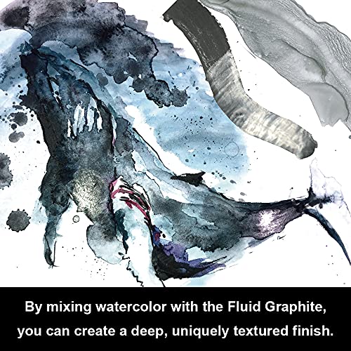 Kuretake Tinta grafite ZIG Fluid 60 ml metálica preta para artesanato, arte, ilustração, caneta de m