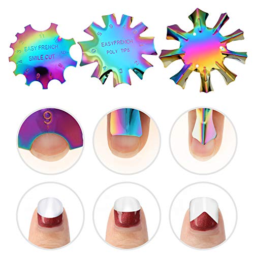 MWOOT 3 Stücke Edge Trimmer French Smile Line Werkzeug Set,Bunt kantenschneider Metall Schablone Cutter für Acryl UV… – Bild 3
