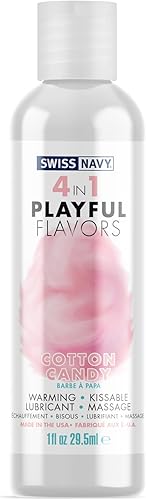 Lubricante con sabor a base de agua 4 en 1 Playful Flavors - Algodón de azúcar, lubricante personal para hombres, mujeres y parejas, hecho sin