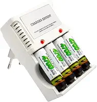 Carphone Warehouse Kit Carregador de Pilhas e Baterias 9v + 4 Pilhas AA 4700mAh Recarregáveis