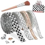 FULZTEY Crystal Rhinestone Ribbons,Assorted Styles Rhinestone Strips for Crafts,Self Adhesive Rhinestones Glass Sticker,Bling 4 Rolls Rhinestone Tape for DIY Car Cups Gift Parties Decoration