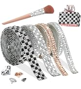 FULZTEY 4 Rolls Crystal Rhinestone Ribbon,Assorted Styles Rhinestone Strips for Crafts,Self Adhes...