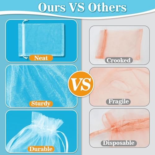 Image of Sukh 100PCS Organza Bags 4 inchx6 inch - Small Organza Sachet Jewelry Gift Favor Bags Drawstring Mesh Bags Gifts Valentines Wedding Eid Mubarak Halloween Eve Christmas New Year Party Candy Fruit Wrap Bulk White