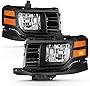 ACANII - For 2009 2010 2011 2012 Ford Flex Black Housing Halogen Headlights Headlamps Assembly Driver & Passenger Side
