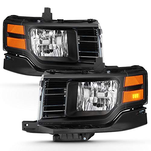 ACANII - For 2009 2010 2011 2012 Ford Flex Black Housing Halogen Headlights Headlamps Assembly Driver & Passenger Side