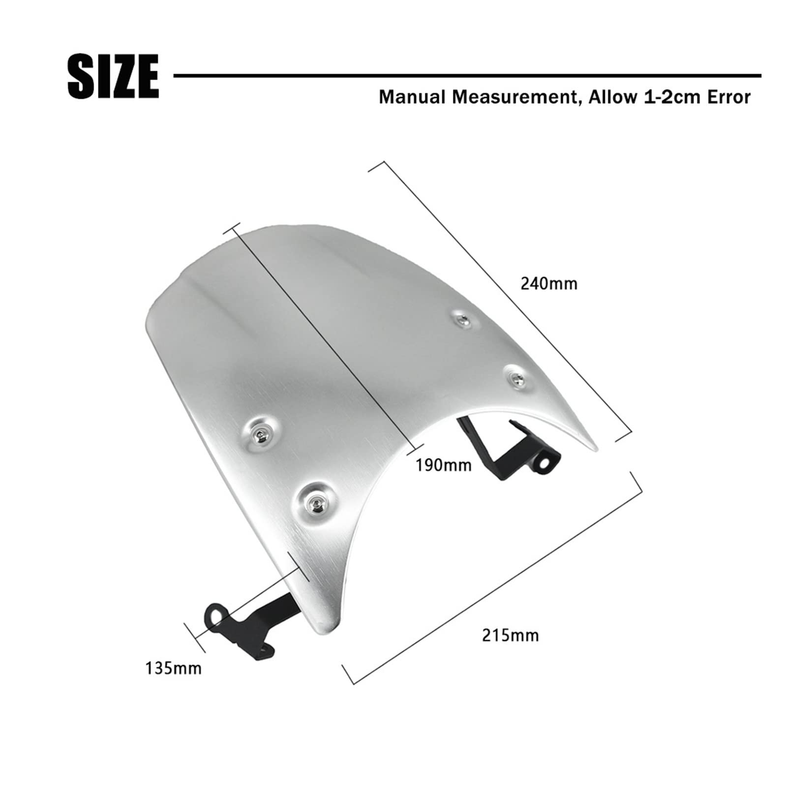 Parabrezza Moto Moto Cupolino Parabrezza Deflettore del Vento per B&MW R Nove T RNINET per Racer Puro Urbano Scrambler 2014-2022 (Colore : Argento)
