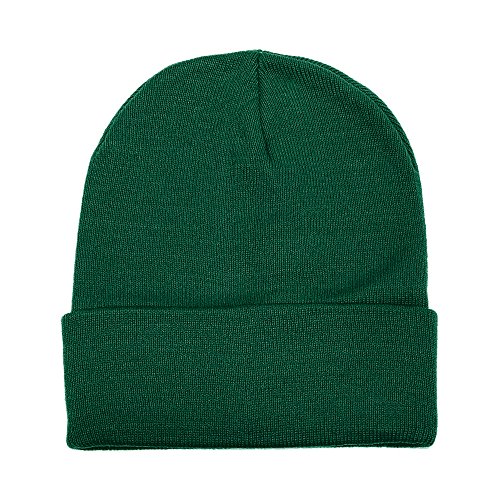 Gelante Men Women Warm Knit Cuffed Plain Beanie Hat Skull Cap. 2040A-1PC-Hunter Green