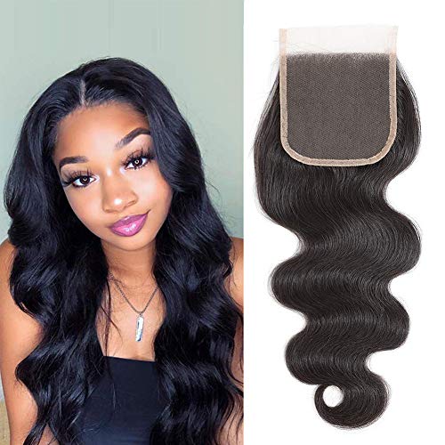 Lace Frontal Brazilian Human Hair Frontal 13x4 Ear to Ear Lace Frontal Closure Free Part with Baby Hair 100% Human Hair Frontal Closures Natural Black (free part body closure, 12‘’)