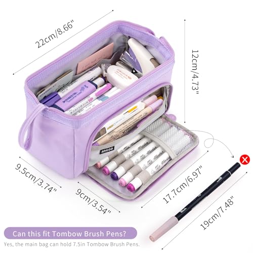Image of HVOMO Pencil Case Large Capacity Pencil Pouch Handheld Pen Bag Cosmetic Gift for Office School Teen Girl Boy Men Women Adult (Purple)