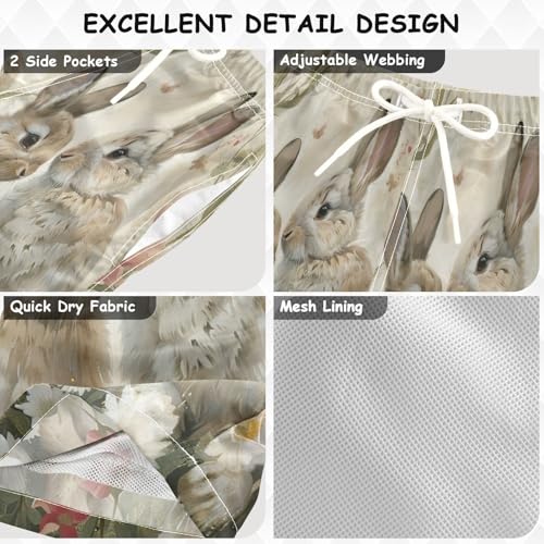 Kids Swimming Trunks, Anti Chafe Swim Trunks for Boys 2 T, Spring Bunnies Easter Rabbit3