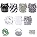 Nora's Nursery Cloth Diapers 7 Pack with 7 Inserts & 1 Wet Bag - Waterproof Cover, Washable, Reusable & One Size Adjustable Pocket Diapers for Newborns and Toddlers - B&W Unisex 2