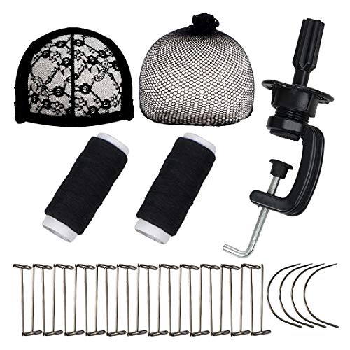 YEBO A Wig Cap, A Breathable Mesh, 4C-shaped Pins and 24 T-shaped Pins and 2 Theads for Wig Making (Mixed)