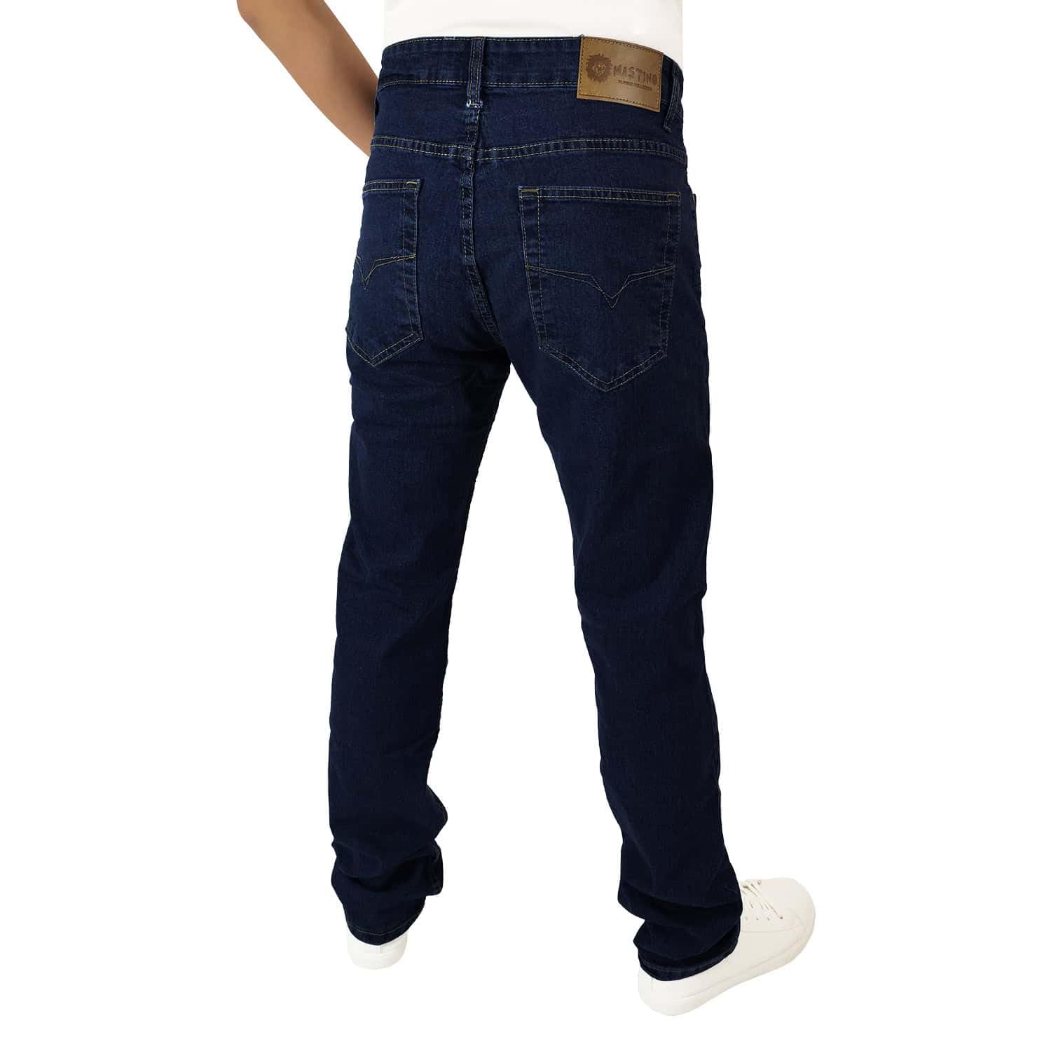 Mastino Jeans Homme 5 Poches Denim Pantalon Coupe Regular Jambe Droite Stretch Taille Haute