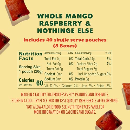 Image of SOLELY - Organic Mango & Raspberry Whole Fruit Gummies (Pack of 8 Boxes, 5 Bags per Box) - Real Fresh Fruit - Healthy Snacks for Adults & Kids - Non GMO, Vegan Snacks, Shelf Stable - 40 Bags (3.5 oz)