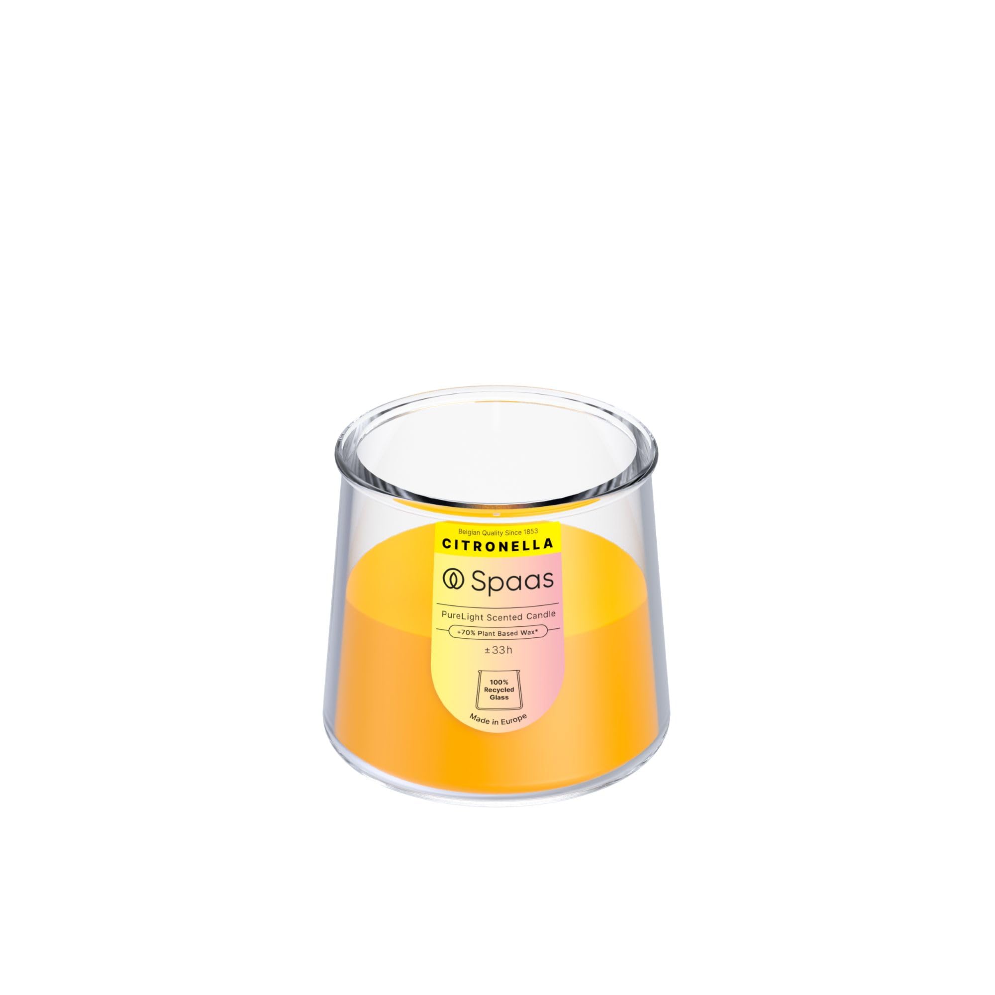 Spaas 6 PureLight Bougies Parfumées Citronnelle, ± 33 heures, Jaune Vif