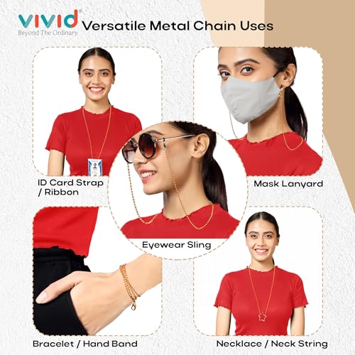 Image of Unisex Specs Holder Hook & Loop Anit Slip Eyewear Lanyard Metal Strap Chain