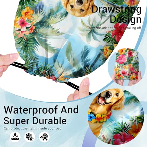 Image of Grip Bag Palm Tree Golden Retriever Small Gymnastics Grip Bags for Fitness