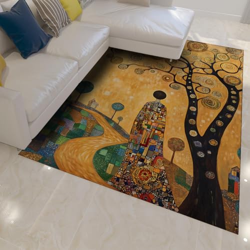 Tapis Bohème Abstrait 60x90cm lavable et moquette poil bas pour salon et couloir - 2