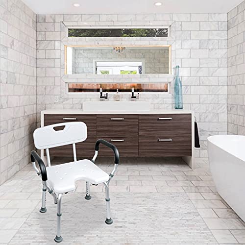 Shower Bath Chair Tool-Free Assembly Spa Bathtub Shower Lift Chair, Portable Bath Seat, Adjustable Shower Bench, White Bathtub Lift Chair With Arms… (2) (1 Shower Chairs) #TOP5