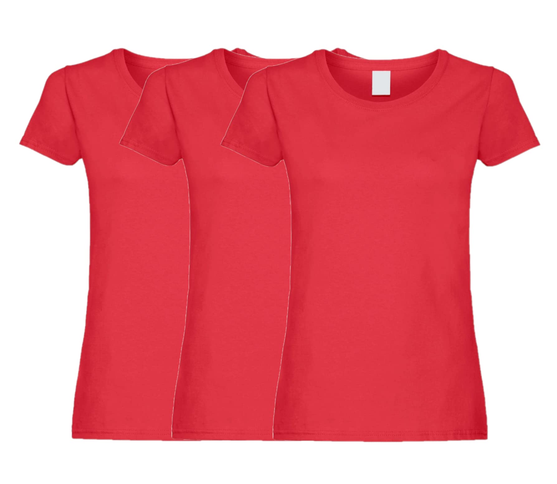 COOZO Ladies Original Pack of 3 Short Sleeve T-Shirts - Red - L
