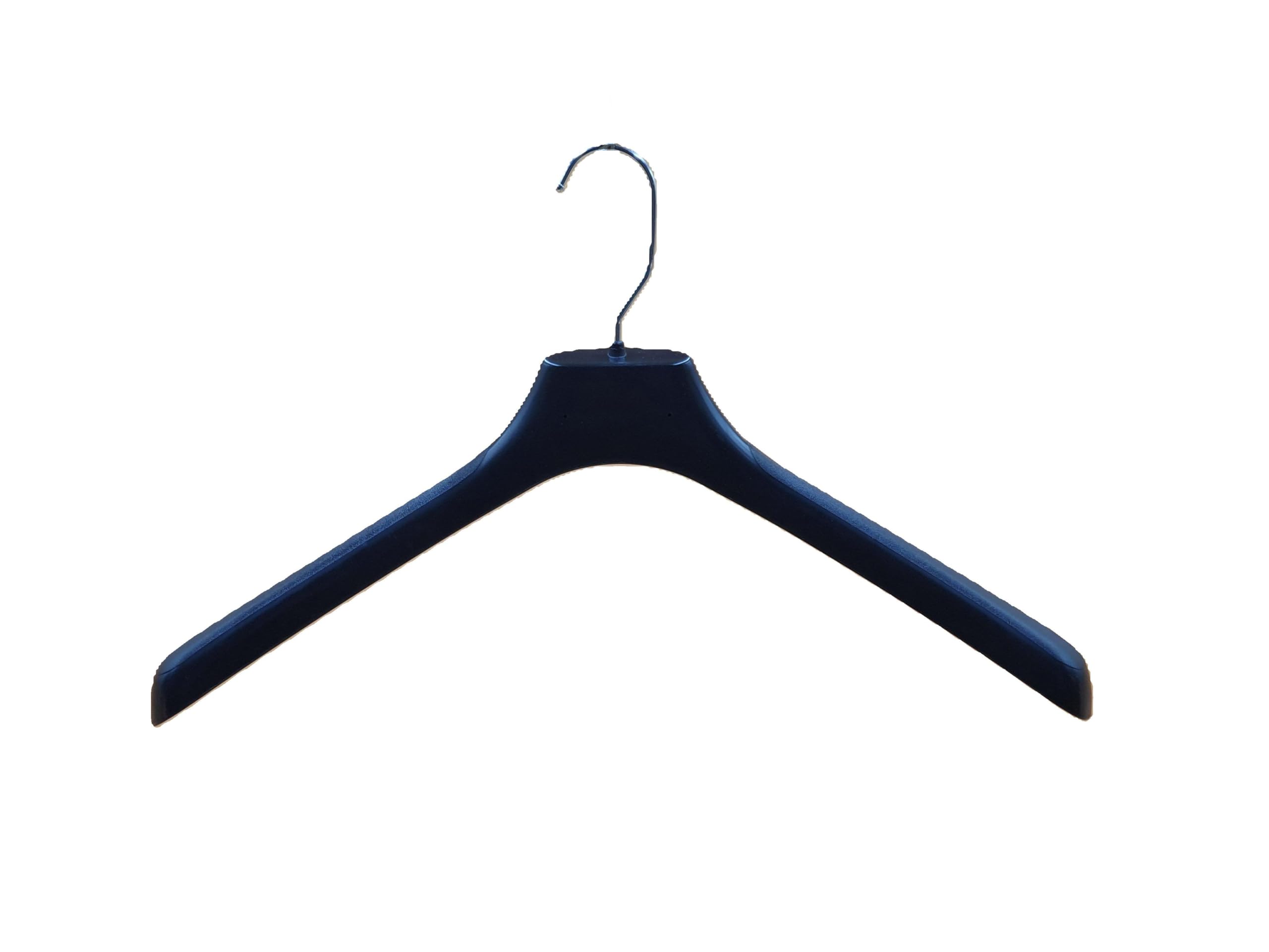 Perchas de plastico 45 cm. Pack de 10 Ud. Hombros Anchos para Trajes, Abrigos, Chaquetas, Pantalones. Gancho Giratorio 360º Preparado para desbloquear. (Sin Barra)