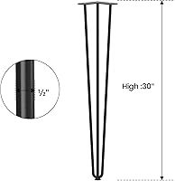 Vista 5 de SMARTSTANDARD Patas de mesa de horquilla de 30 pulgadas, 1/2 pulgadas de diámetro, 3 varillas de metal, proyectos de bricolaje para mesitas