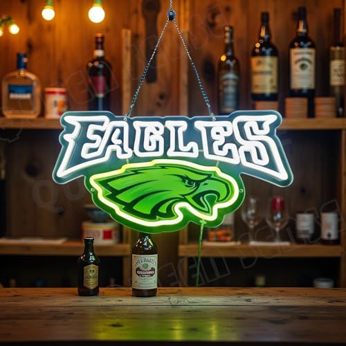 Queen Sense 16x8 Philadelphias Sports Eagles LED Neon Sign for Wall Decor USB Powered Dimmable LED Lights Signs Man Cave Bar Pub Beer BH686