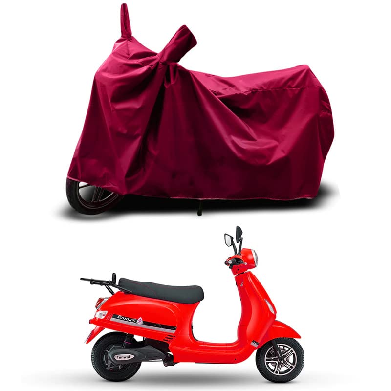 MITHILA MART®-Waterproof Scooty Body Cover for Tunwal Roma S Special Used for Dust Particle-Sun UV Rays-Water Drop-Indoor-Outdoor and Parking [Maroon]