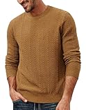 PJ PAUL JONES Mens Crewneck Sweaters Casual Lightweight Knit Pullover Sweater 2025 Fall Stretch Long Sleeve Pullovers Coffee XL