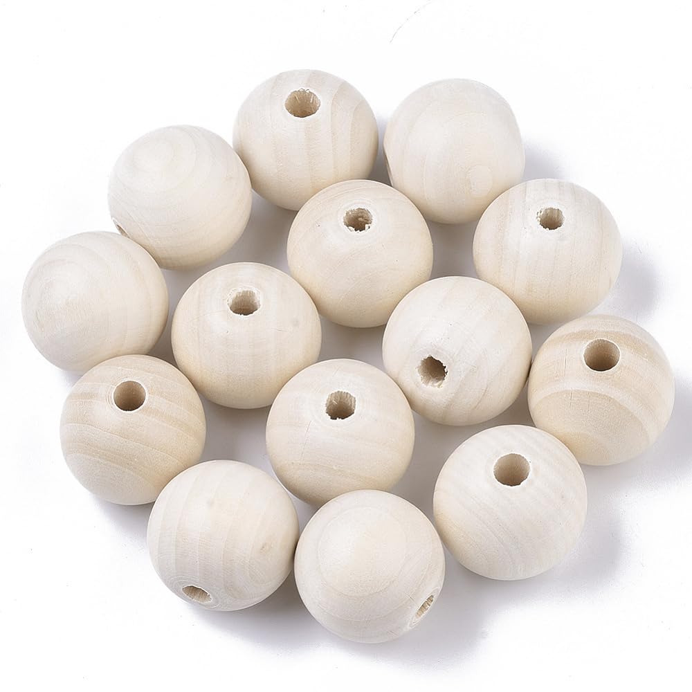 DanLingJewelry Holzperlen für Makramee, Heimdekoration, 30 mm, 150 Stück