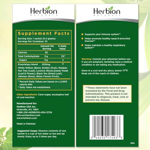 Herbion Naturals Respiratory Care - Natural Care - Herbal Granules - 10 Packets