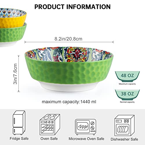 Henxfen Lead Large Salad Bowl Sets For Serving Pho, Ramen, Soup, Fruit, Snacks - 48 Oz Big Ceramic Bowls For Family, Kitchen Cooking, Dinner Party - Set Of 2 #TOP1