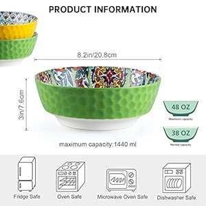 HENXFEN LEAD Large Salad Bowl Sets for Serving Pho, Ramen, Soup, Fruit, Snacks - 48 Oz Big Ceramic Bowls for Family, Kitchen Cooking, Dinner Party - Set of 2 HENXFEN LEAD Large Salad Bowl Sets for Serving Pho Ramen Soup Fruit Snacks 48 Oz Big Ceramic Bowls for Family Kitchen Cooking Dinner Party Set of 2