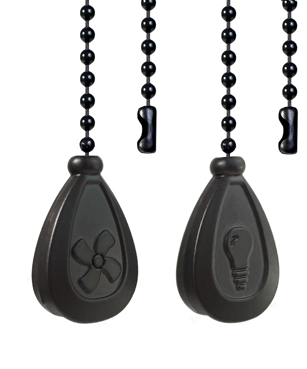 Juego de 2 cadenas de tracción para ventilador de techo, extensión decorativa de cadena de tracción de ventilador de 12 pulgadas, extensor de cadena de bolas de iluminación y ventilador con