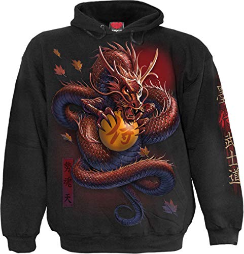 Spiral Samurai Homme Sweat-Shirt à Capuche Noir M 100% Coton Regular/Coupe Standard