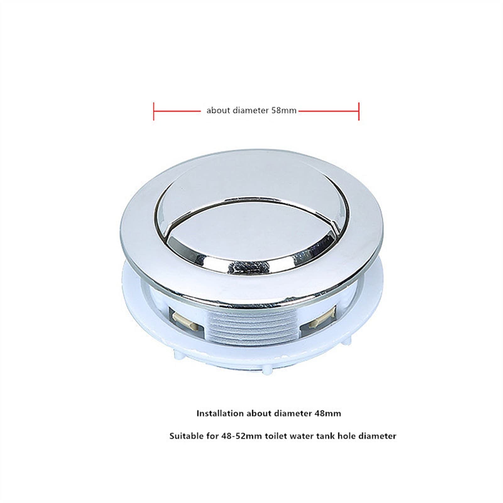 Pulsante sciacquone WC,Pulsante WC, Pulsante Serbatoio Acqua WC Pulsante WC Rotondo in plastica ABS Diametro Superiore 58 mm Diametro Installazione 48 mm,FL21002 Pulsante Serbatoio WC