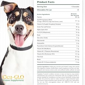 Ocu glo cat  dog for eye support  soft chews vision supplement for large and small pets care with lutein omega 3 fatty acids grape seed extract  antioxidants 30 xl chews pack of 1   cucciolini doodles