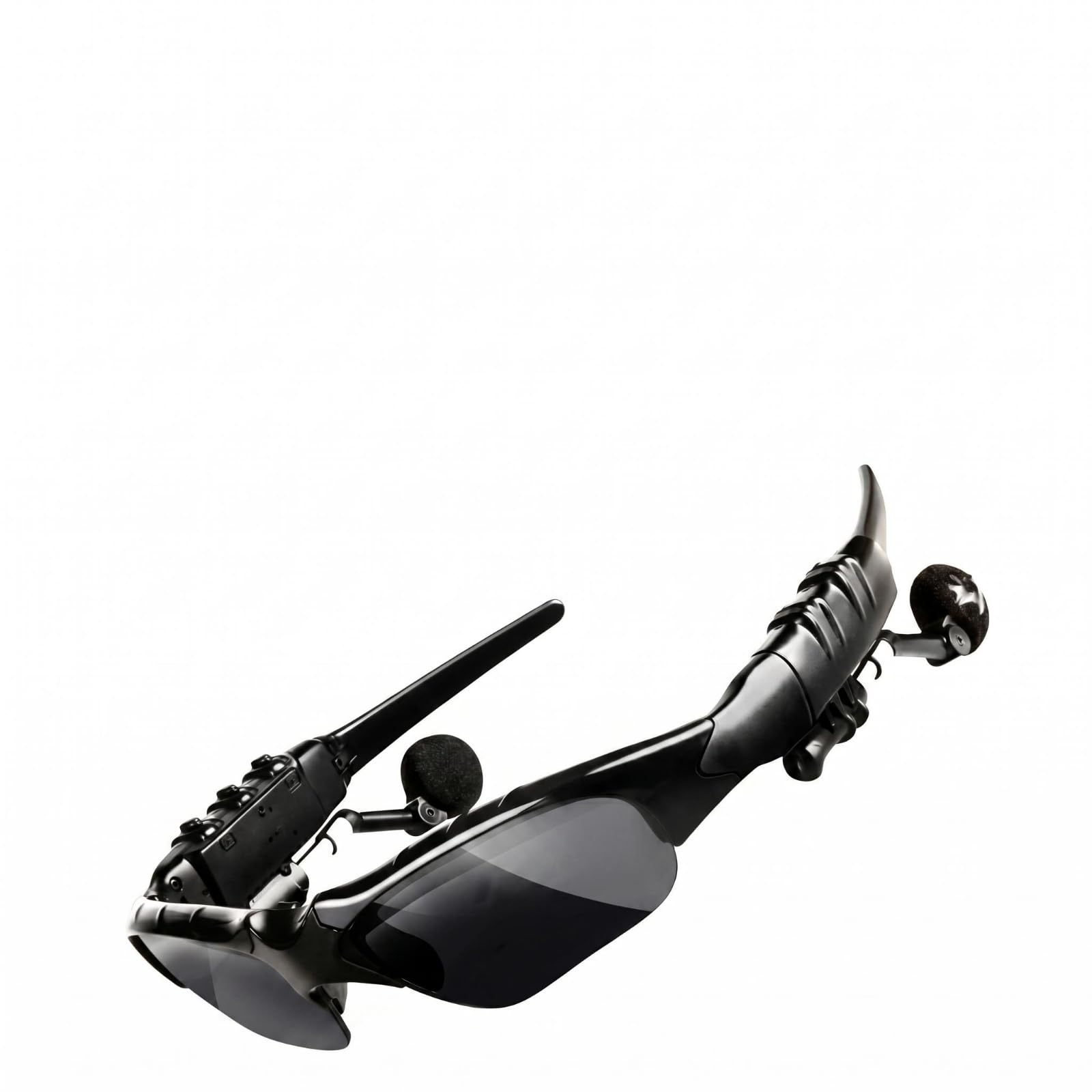Built-in Audio Pickup Bluetooth Headset Glasses Side Buttons Bluetooth Sunglasses Tinted Lenses Smart Shades Curved-Frame, Blk Transparent Lens|Consumer Electronics-image-2
