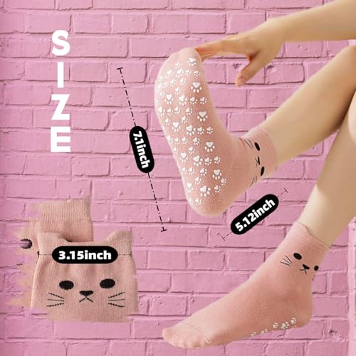 Pilates Grip Socks for Women Cute Yoga Grippy Non Slip Non Skid Cat Socks with Cat Paw Gripper for Barre Workout2
