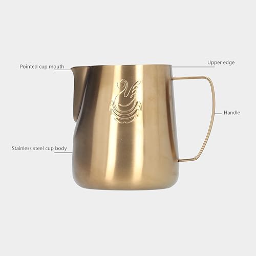 Miniatura 2 de Jarra de café al vapor, taza de espuma de leche moca de acero inoxidable con patrón de cisne, jarra de espuma de leche para uso doméstico, color