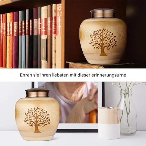 HOOMTREE Kleine Urnen für Menschliche oder Haustier Asche aus Bambus,Kleine Andenkenurnen mit Baum-des-Lebens-Muster Eingraviert,Kleine Bestattungsurne für Menschliche Asche