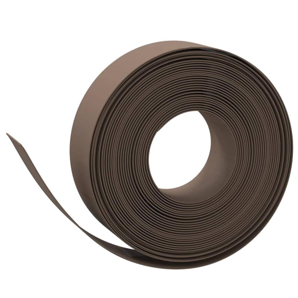 Bordo per prato, 2 pezzi, marrone, 10 m x 15 cm, in polietilene, flessibile, per aiuole, aiuole, viali, bordi per laghetti