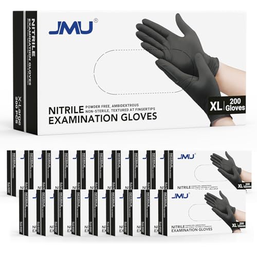 Image of JMU 4000 Black Nitrile Gloves XL Bulk, 3.5Mil Disposable Gloves Latex-Free | Powder-Free, for Medical, Food Prep, Cleaning